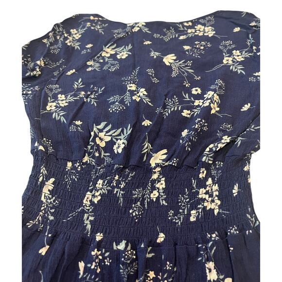 SKY AND SPARROW LONG SLV, V-NECK MINI WAIST DRESS, WOMEN, XS, BLUE - FLORAL PATT - Picture 8 of 12